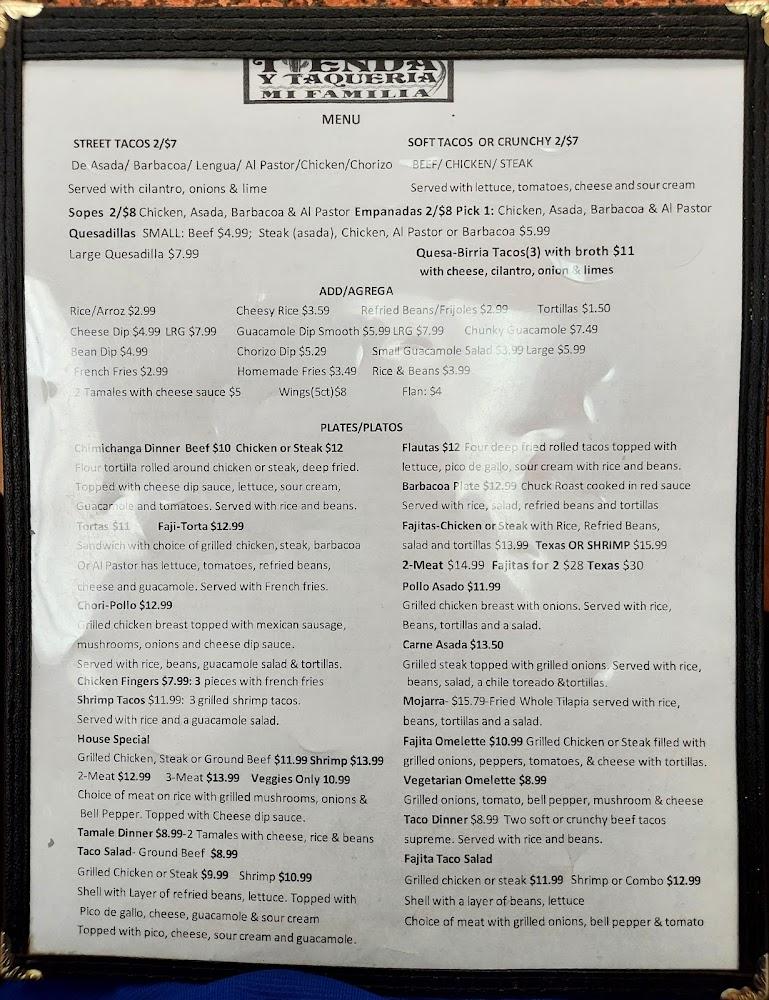 Tienda Y Taqueria Mi Familia Menu image 2